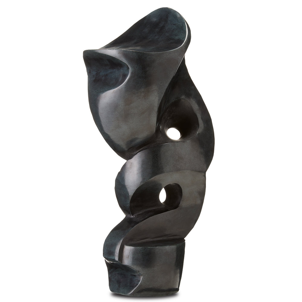 Currey and Company - Sculpture - Roland Black Marble Abstract Sculpture - Polished Gray- Union Lighting Luminaires Decor