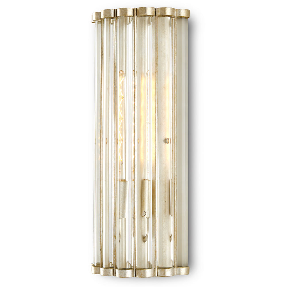 Currey and Company - One Light Wall Sconce - Warwick Collection - Contemporary Silver Leaf/Clear- Union Lighting Luminaires Decor