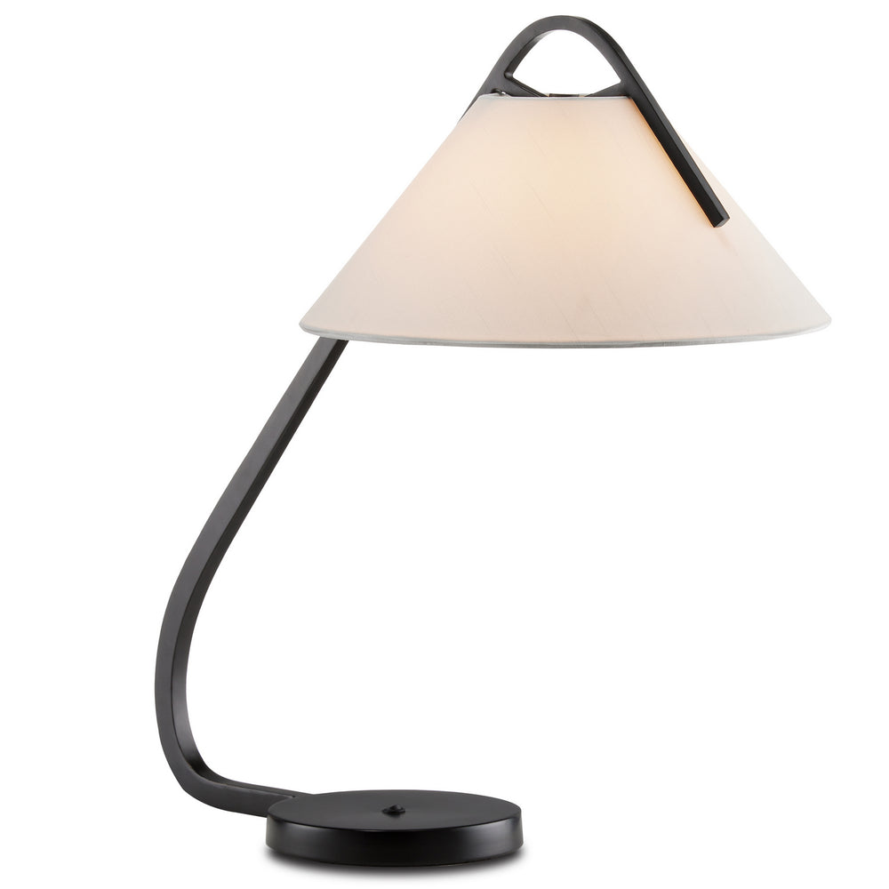 Currey and Company - One Light Desk Lamp - Frey Collection - Satin Black/Brushed Brown- Union Lighting Luminaires Decor