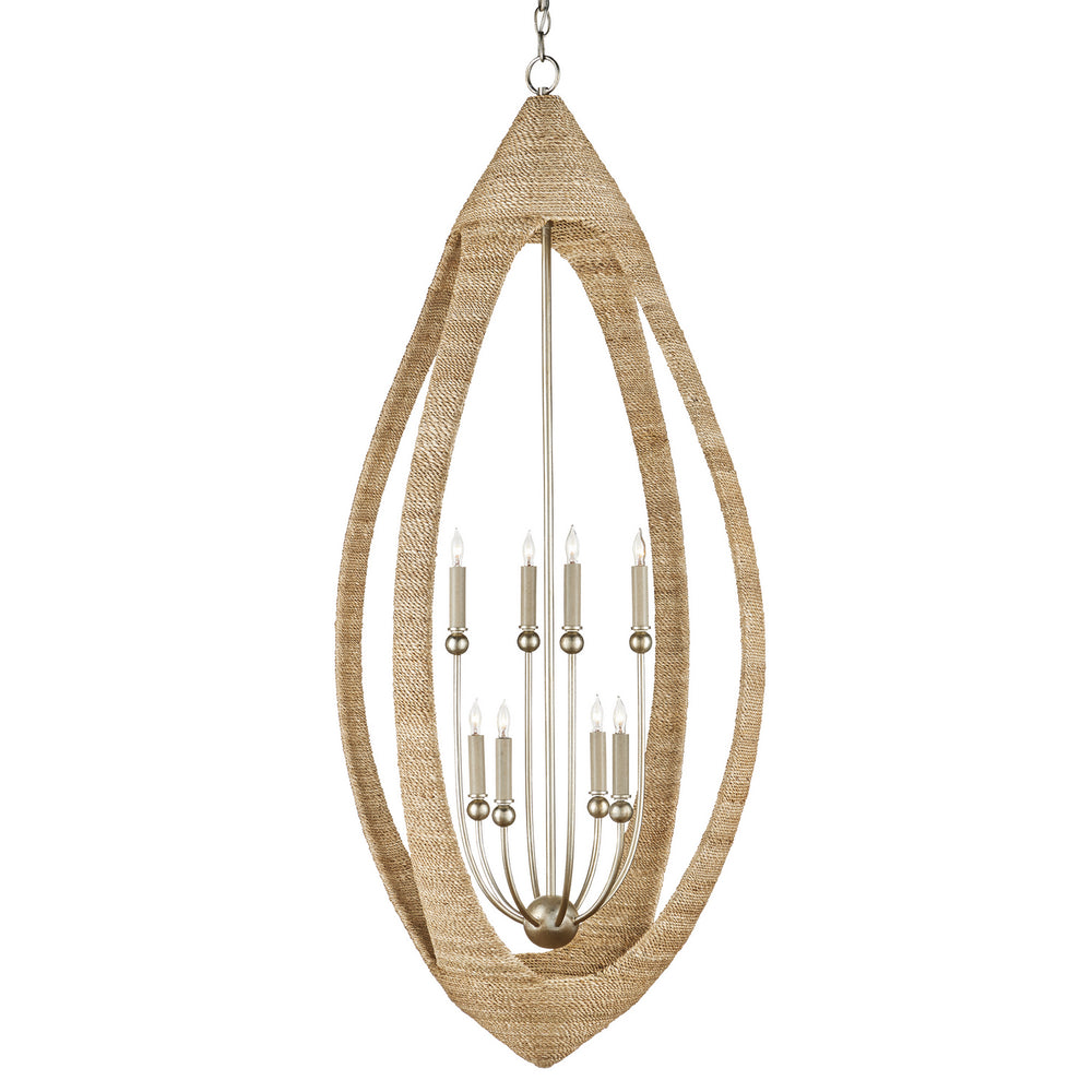 Currey and Company - Eight Light Chandelier - Menorca - Natural/Contemporary Silver Leaf/Smokewood- Union Lighting Luminaires Decor