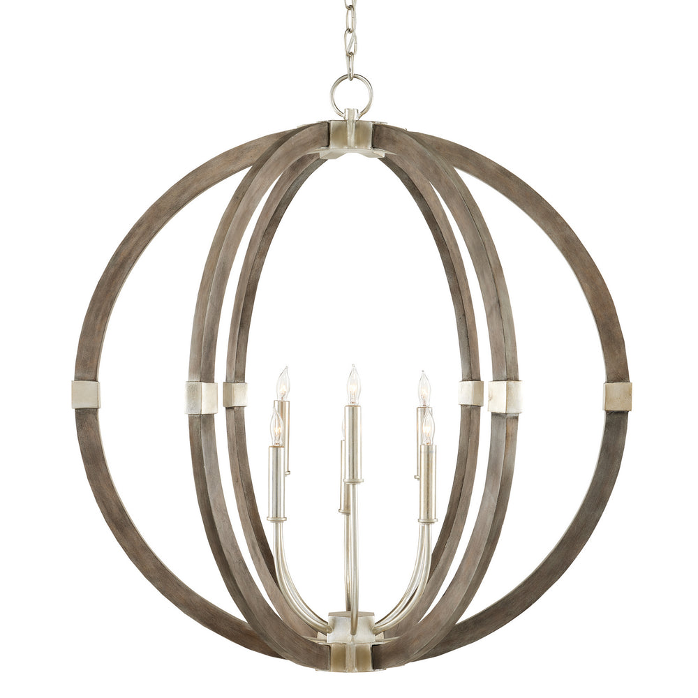 Currey and Company - Six Light Chandelier - Bastian - Contemporary Silver Leaf/Chateau Gray- Union Lighting Luminaires Decor