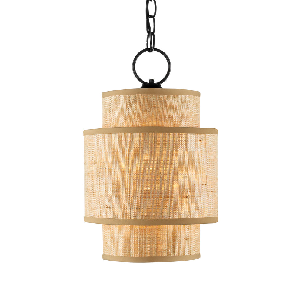 Currey and Company - One Light Pendant - Mathias Collection - Natural/Satin Black- Union Lighting Luminaires Decor