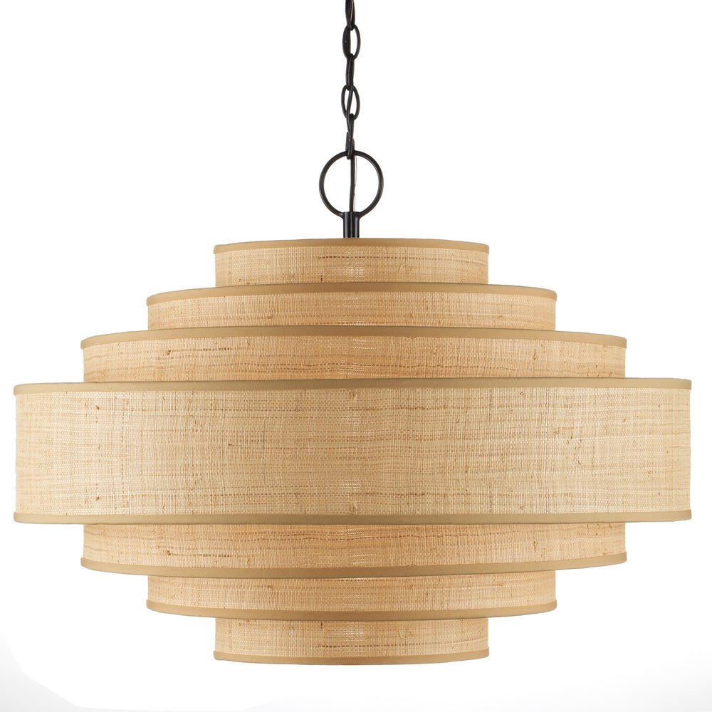 Currey and Company - Six Light Chandelier - Maura Collection - Natural/Satin Black- Union Lighting Luminaires Decor