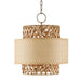 Currey and Company - Four Light Pendant - Isola Collection - Khaki/Natural- Union Lighting Luminaires Decor