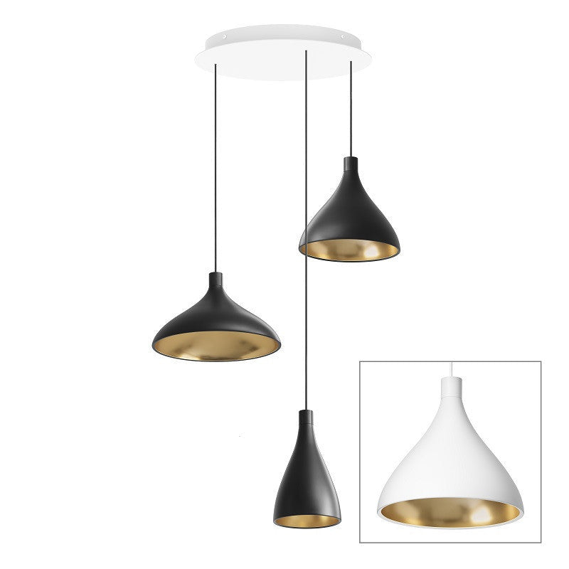 Pablo Designs - LED Chandelier - Swell - White/ Brass- Union Lighting Luminaires Decor