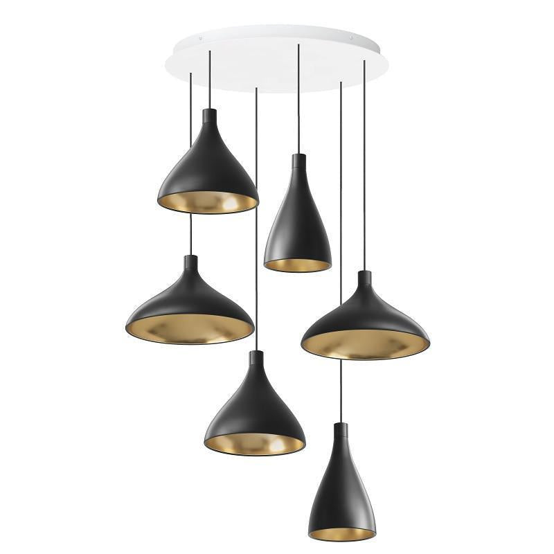 Pablo Designs - LED Chandelier - Swell - Black/ Brass- Union Lighting Luminaires Decor