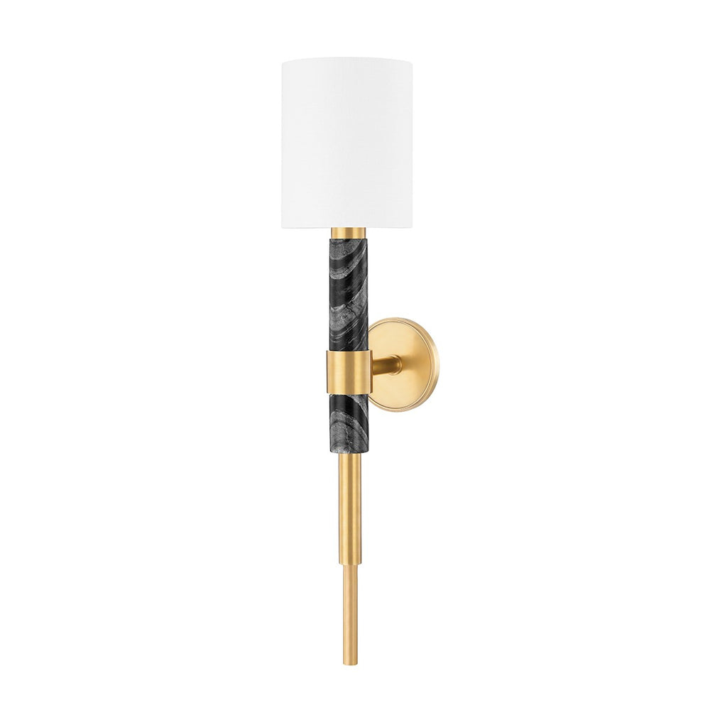 Corbett Lighting Canada - One Light Wall Sconce - Solstice - Vintage Brass & Black Marble- Union Lighting Luminaires Decor