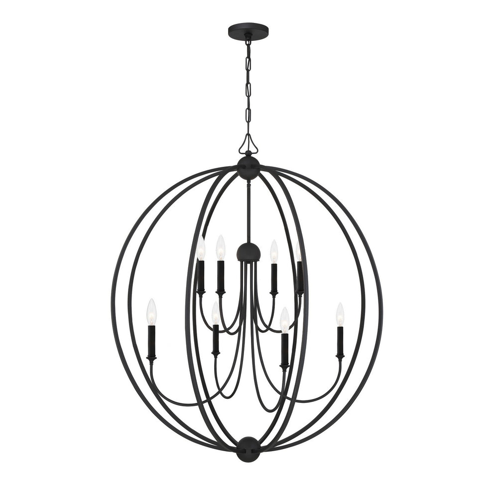Crystorama - Eight Light Chandelier - Sylvan - Black Forged- Union Lighting Luminaires Decor
