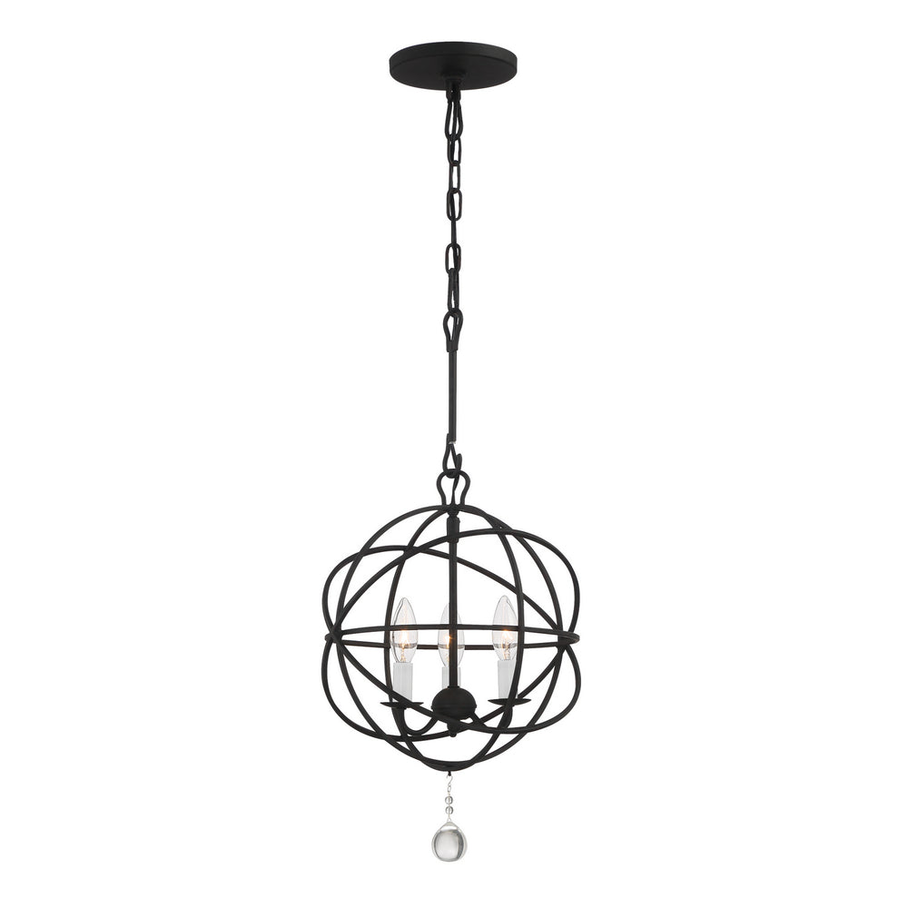 Crystorama - Three Light Mini Chandelier - Solaris - Black- Union Lighting Luminaires Decor