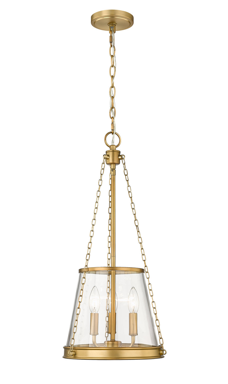 Z-Lite Canada - Three Light Pendant - Prescott - Rubbed Brass- Union Lighting Luminaires Decor