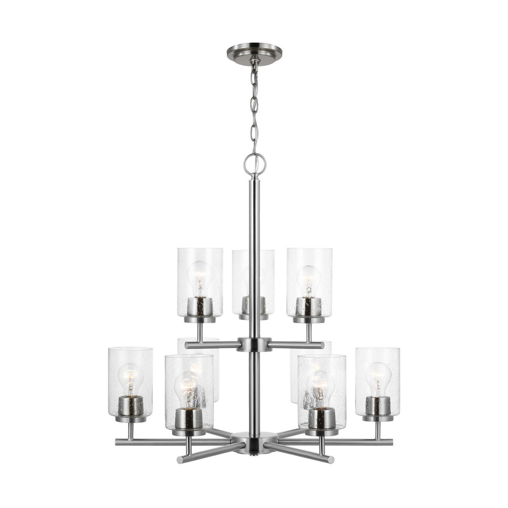 Generation Lighting Canada - Nine Light Chandelier - Oslo - Brushed Nickel- Union Lighting Luminaires Decor