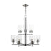 Generation Lighting Canada - Nine Light Chandelier - Oslo - Brushed Nickel- Union Lighting Luminaires Decor