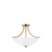 Generation Lighting Canada - Three Light Semi-Flush Convertible Pendant - Geary - Satin Brass- Union Lighting Luminaires Decor