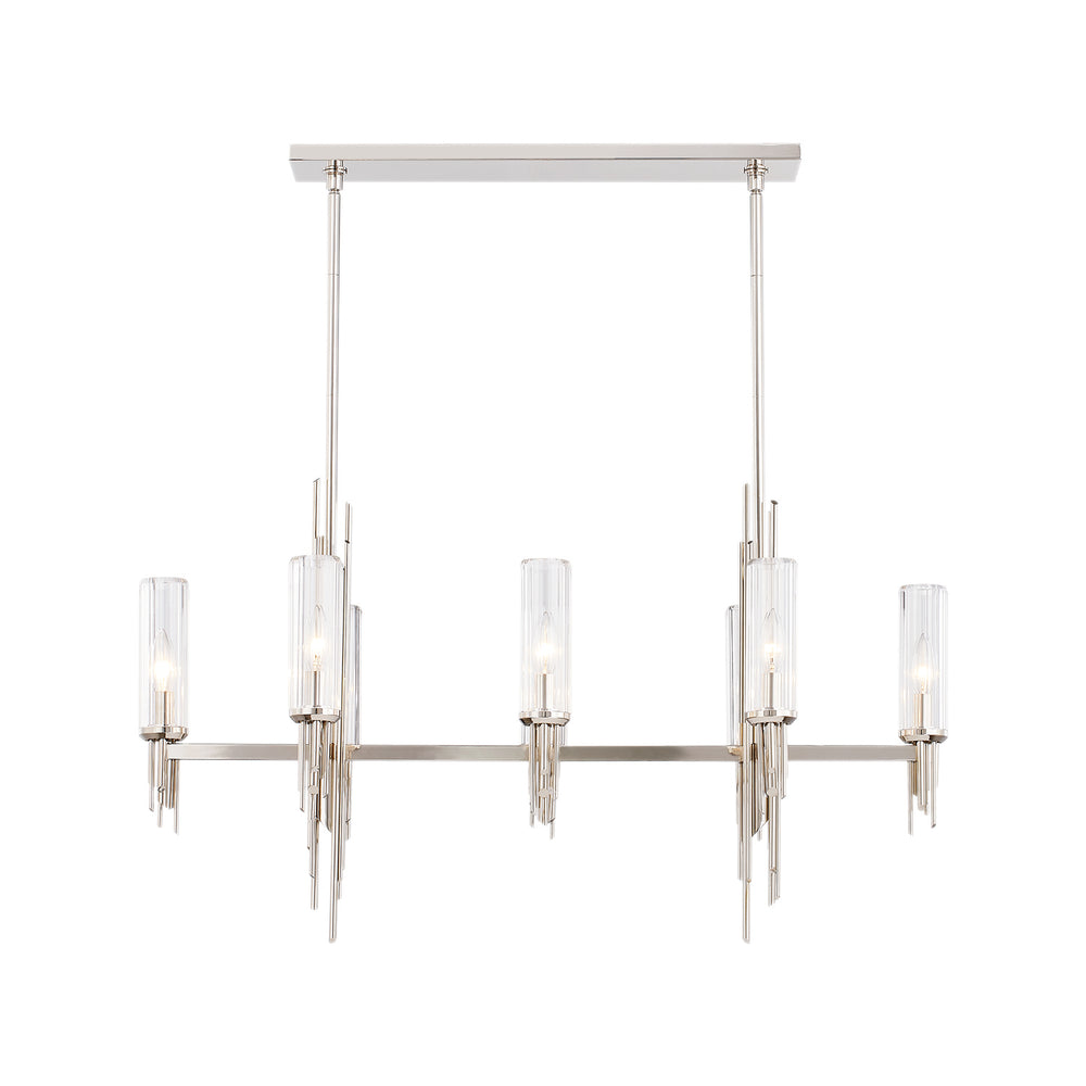 Alora Canada - Eight Light Pendant - Torres - Polished Nickel/Ribbed Glass- Union Lighting Luminaires Decor