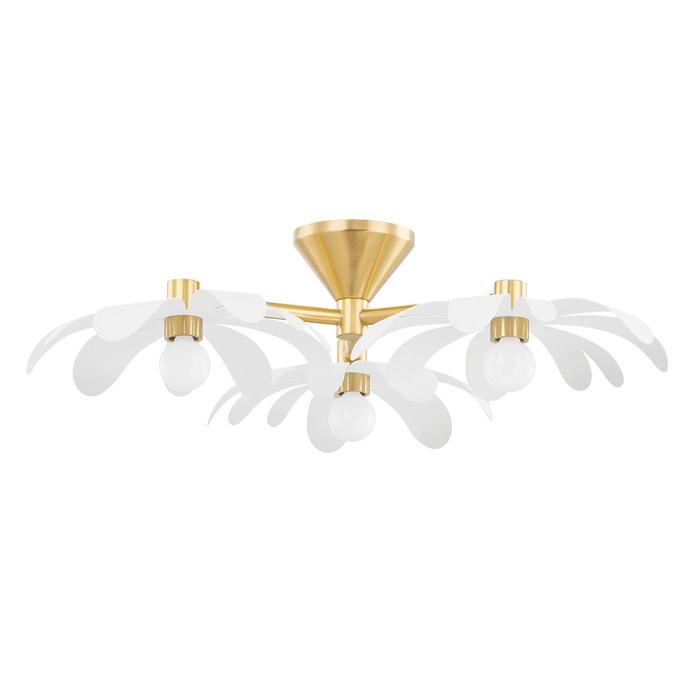 Mitzi Canada - Three Light Semi Flush Mount - Twiggy - Aged Brass/Textured White- Union Lighting Luminaires Decor