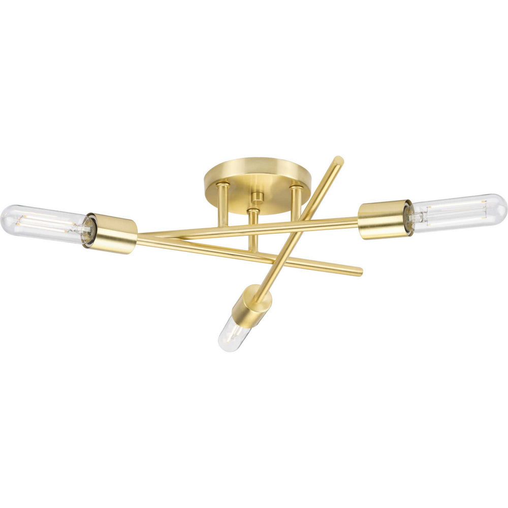 Progress Canada - Three Light Semi Flush Mount - Astra - Satin Brass- Union Lighting Luminaires Decor