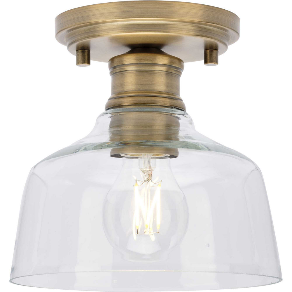Progress Canada - One Light Semi Flush Mount - Singleton - Vintage Brass- Union Lighting Luminaires Decor
