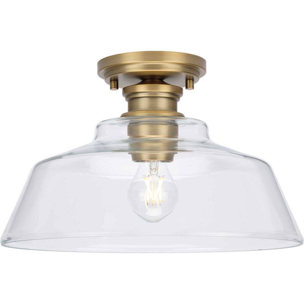 Progress Canada - One Light Semi Flush Mount - Singleton - Vintage Brass- Union Lighting Luminaires Decor
