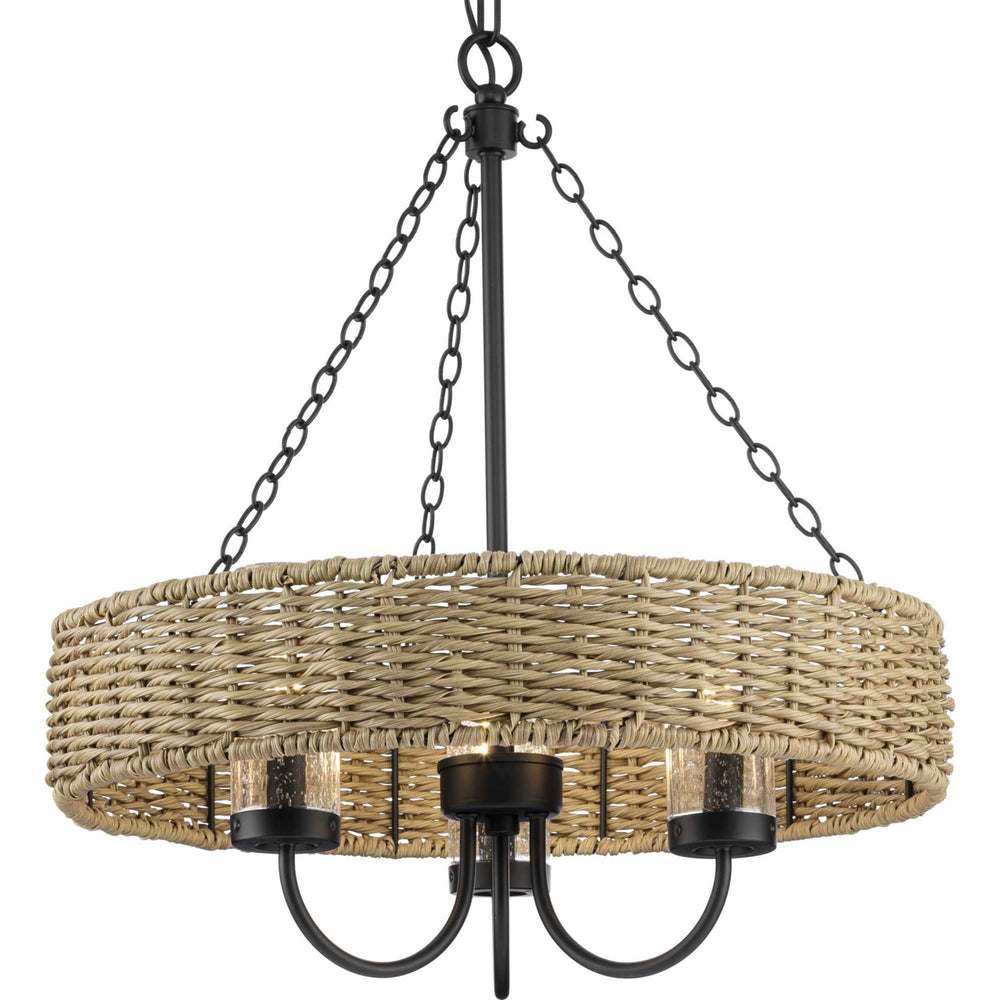 Progress Canada - Three Light Outdoor Chandelier - Pembroke - Matte Black- Union Lighting Luminaires Decor