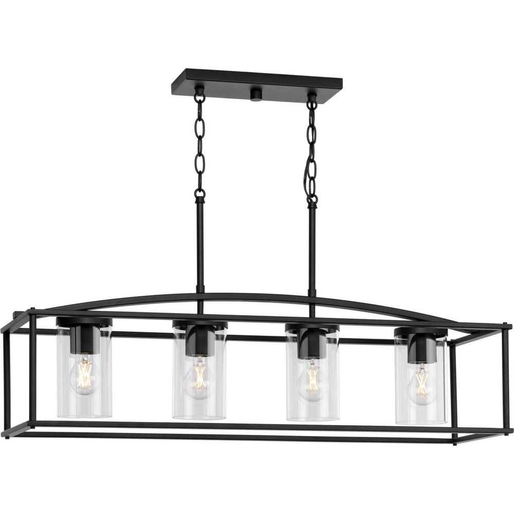 Progress Canada - Four Light Outdoor Island Chandelier - Swansea - Matte Black- Union Lighting Luminaires Decor