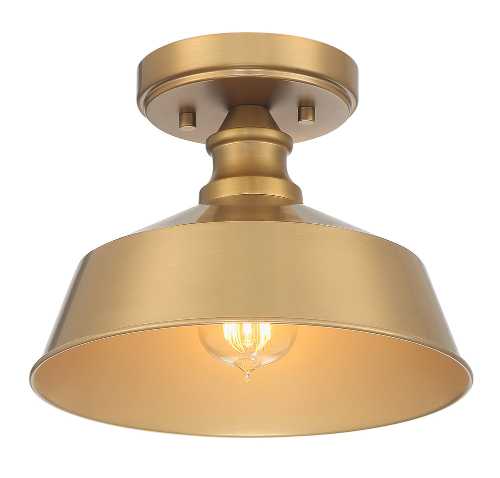Meridian - One Light Semi-Flush Mount - Natural Brass- Union Lighting Luminaires Decor