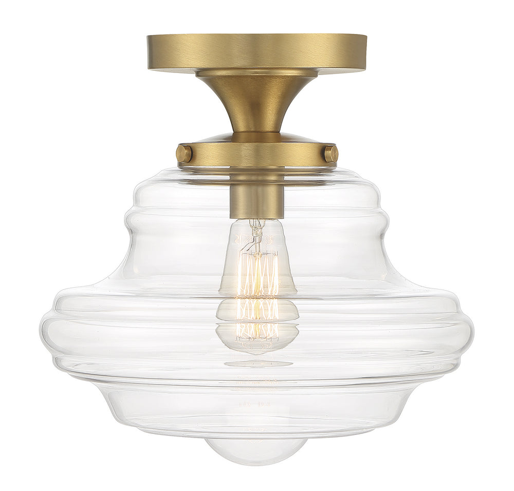 Meridian - One Light Semi-Flush Mount - Natural Brass- Union Lighting Luminaires Decor