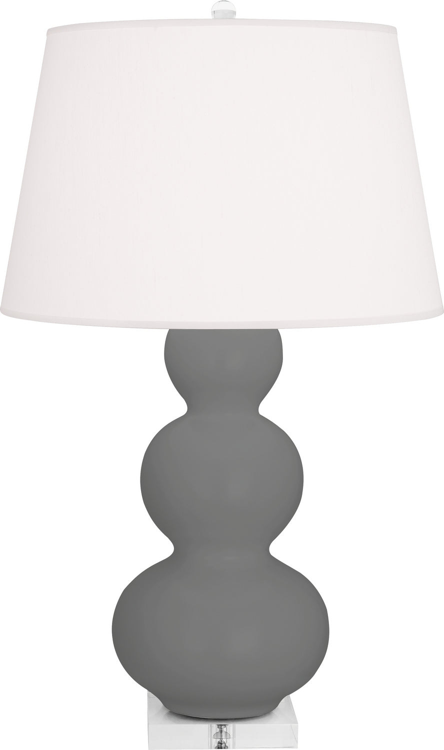 Robert Abbey - One Light Table Lamp - Triple Gourd - Matte Ash Glazed Ceramic w/Lucite Base- Union Lighting Luminaires Decor