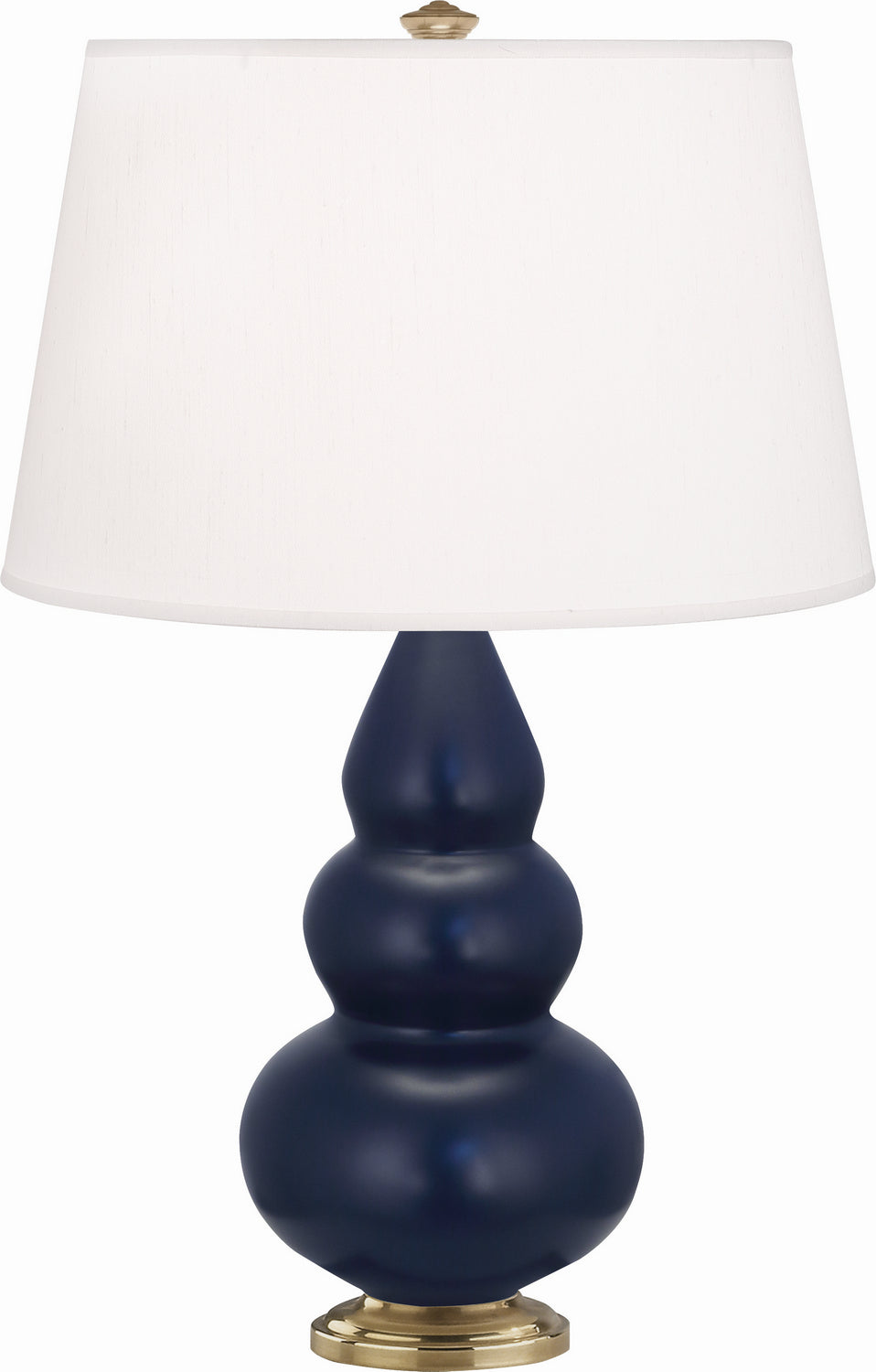 Robert Abbey - One Light Accent Lamp - Small Triple Gourd - Matte Midnight Blue Glazed Ceramic w/Antique Brass- Union Lighting Luminaires Decor