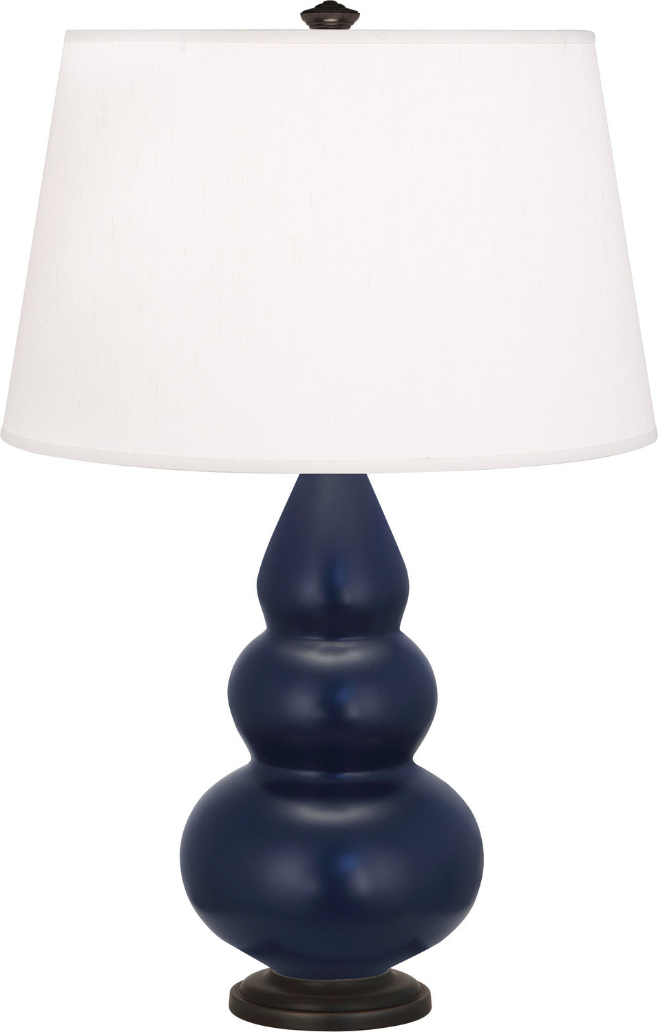 Robert Abbey - One Light Accent Lamp - Small Triple Gourd - Matte Midnight Blue Glazed Ceramic w/Deep Patina Bronze- Union Lighting Luminaires Decor