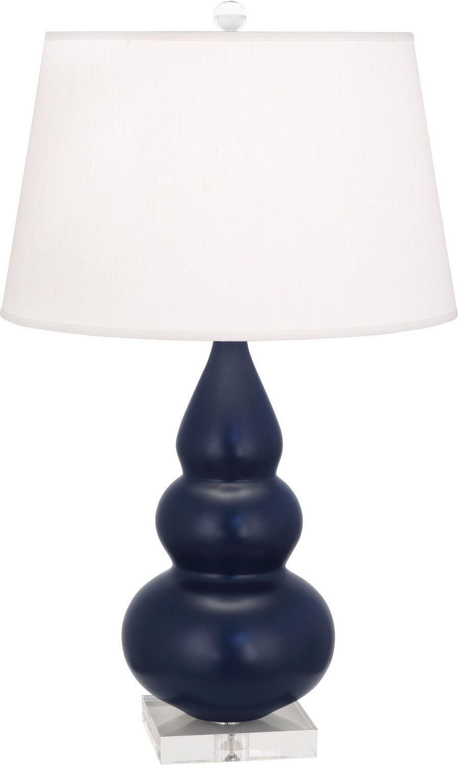 Robert Abbey - One Light Accent Lamp - Small Triple Gourd - Matte Midnight Blue Glazed Ceramic w/Lucite Base- Union Lighting Luminaires Decor