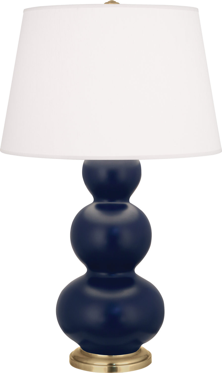Robert Abbey - One Light Table Lamp - Triple Gourd - Matte Midnight Blue Glazed Ceramic w/Antique Brass- Union Lighting Luminaires Decor
