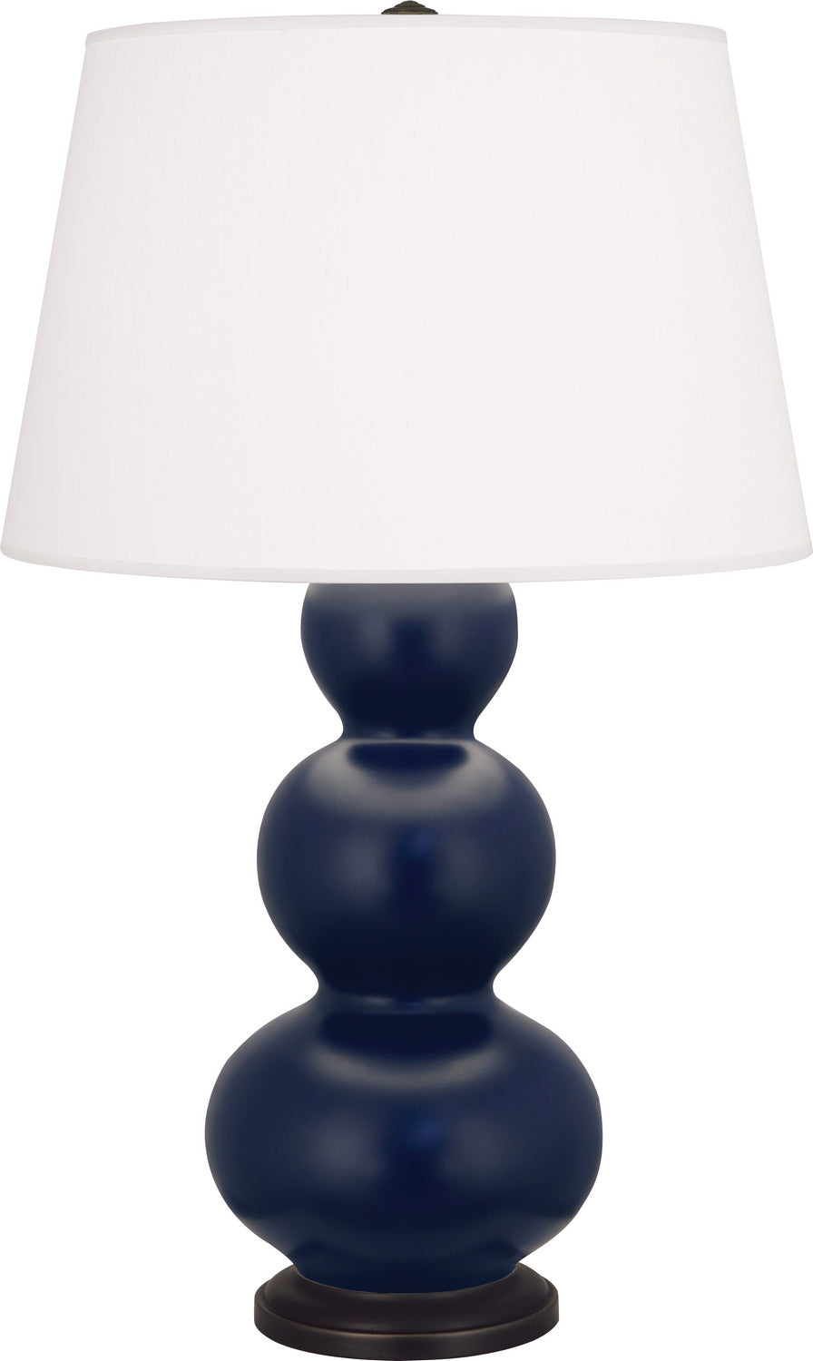 Robert Abbey - One Light Table Lamp - Triple Gourd - Matte Midnight Blue Glazed Ceramic w/Deep Patina Bronze- Union Lighting Luminaires Decor