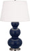 Robert Abbey - One Light Table Lamp - Triple Gourd - Matte Midnight Blue Glazed Ceramic w/Antique Silver- Union Lighting Luminaires Decor