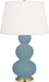 Robert Abbey - One Light Table Lamp - Triple Gourd - Matte Steel Blue Glazed Ceramic w/Antique Brass- Union Lighting Luminaires Decor