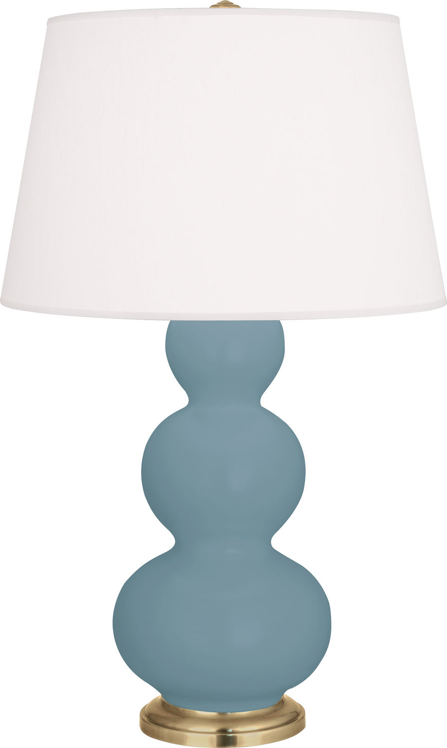 Robert Abbey - One Light Table Lamp - Triple Gourd - Matte Steel Blue Glazed Ceramic w/Antique Brass- Union Lighting Luminaires Decor