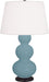 Robert Abbey - One Light Table Lamp - Triple Gourd - Matte Steel Blue Glazed Ceramic w/Deep Patina Bronze- Union Lighting Luminaires Decor