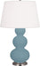 Robert Abbey - One Light Table Lamp - Triple Gourd - Matte Steel Blue Glazed Ceramic w/Antique Silver- Union Lighting Luminaires Decor