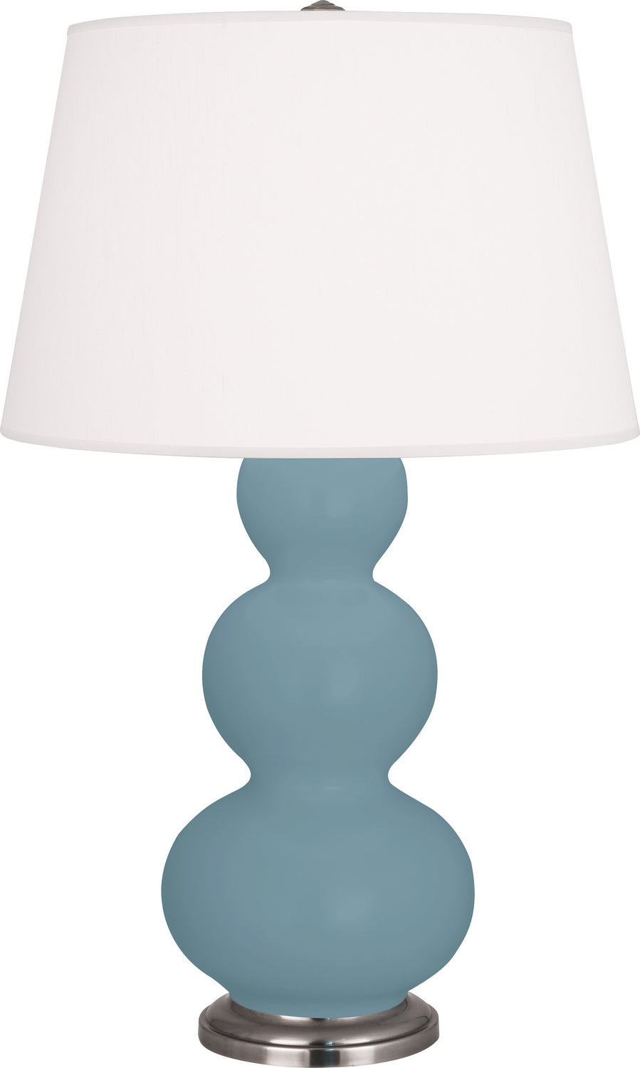 Robert Abbey - One Light Table Lamp - Triple Gourd - Matte Steel Blue Glazed Ceramic w/Antique Silver- Union Lighting Luminaires Decor