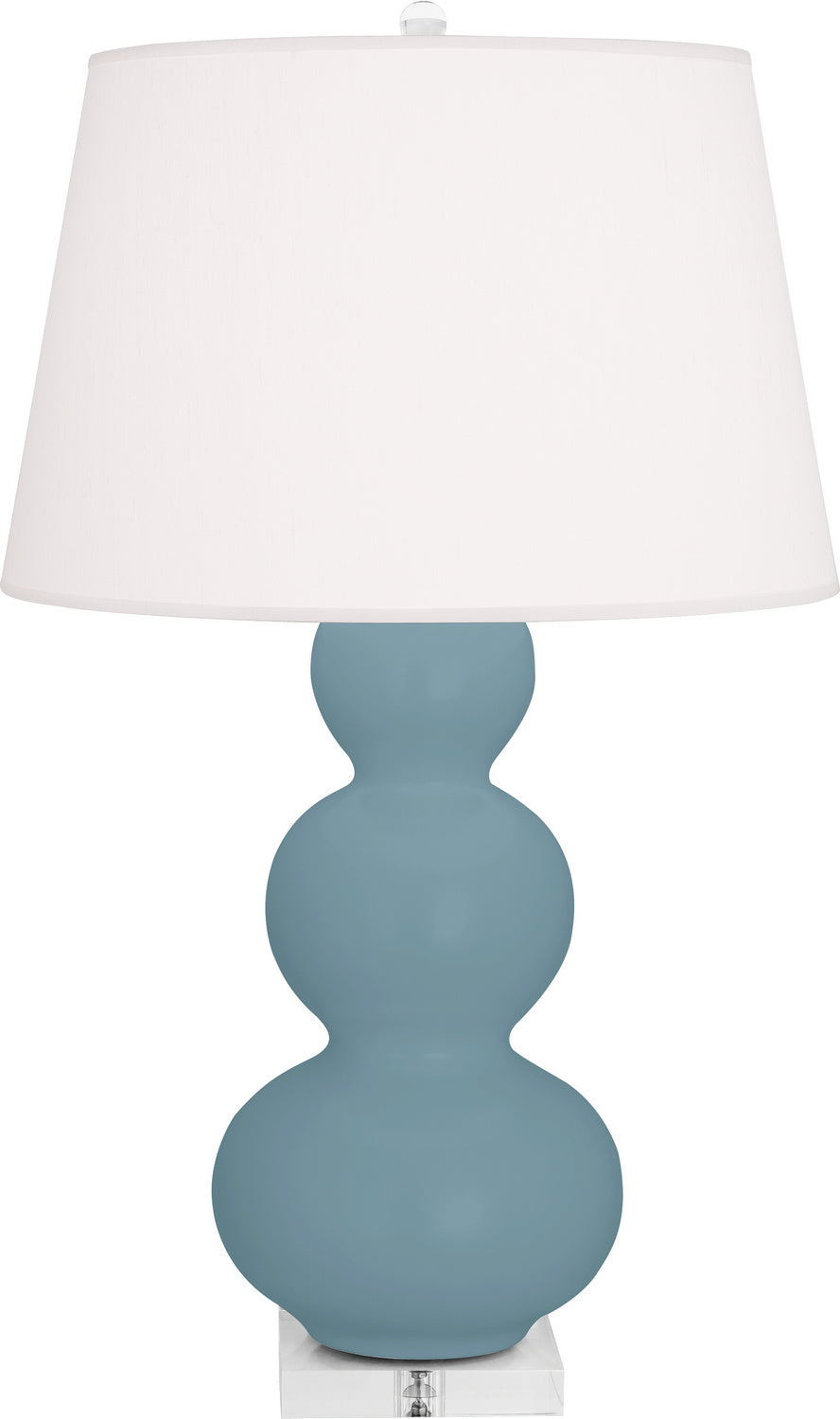 Robert Abbey - One Light Table Lamp - Triple Gourd - Matte Steel Blue Glazed Ceramic w/Lucite Base- Union Lighting Luminaires Decor