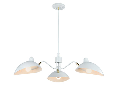 Matteo Canada - Three Light Pendant - Droid - White & Brushed Gold- Union Lighting Luminaires Decor