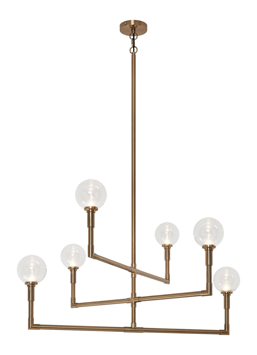 Matteo Canada - Six Light Chandelier - Candlestix - Aged Gold Brass- Union Lighting Luminaires Decor