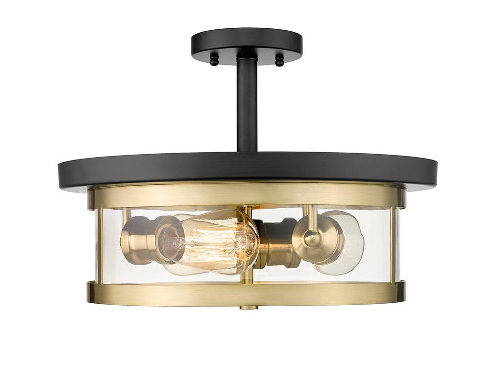 Bethel International Canada - Three Light Semi Flush Mount - Gold & Black- Union Lighting Luminaires Decor