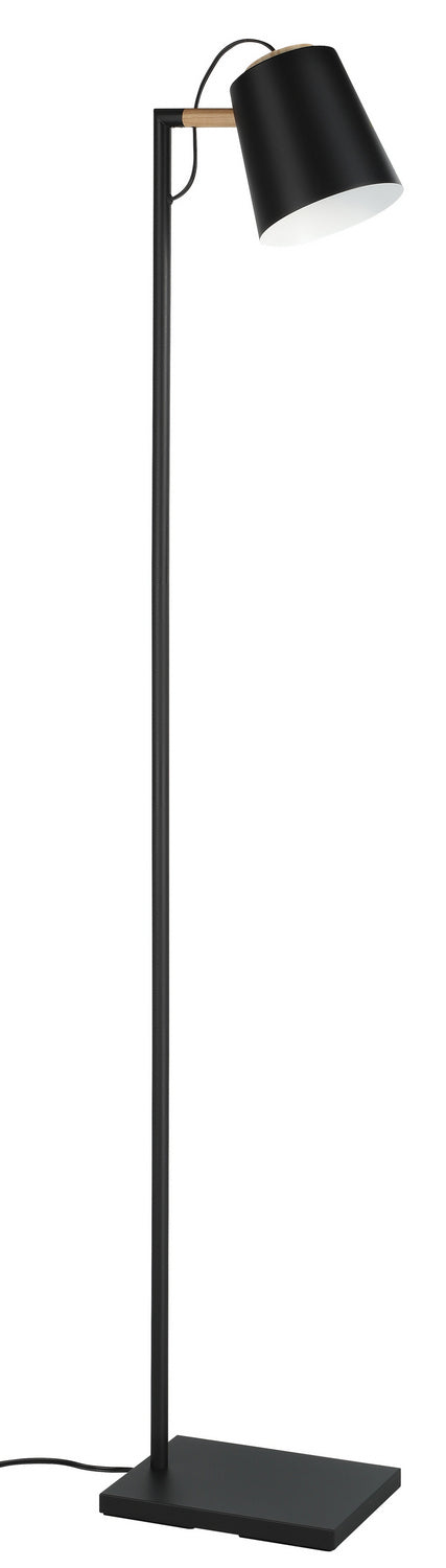 Eglo Canada - One Light Floor Lamp - Lacey - Structured Black, Natural Wood- Union Lighting Luminaires Decor