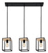 Eglo Canada - Three Light Linear Pendant - Libertad - Structured Black & Natural Wood- Union Lighting Luminaires Decor