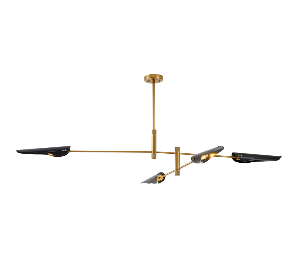 Bethel International Canada - Four Light Chandelier - Gold & Black- Union Lighting Luminaires Decor
