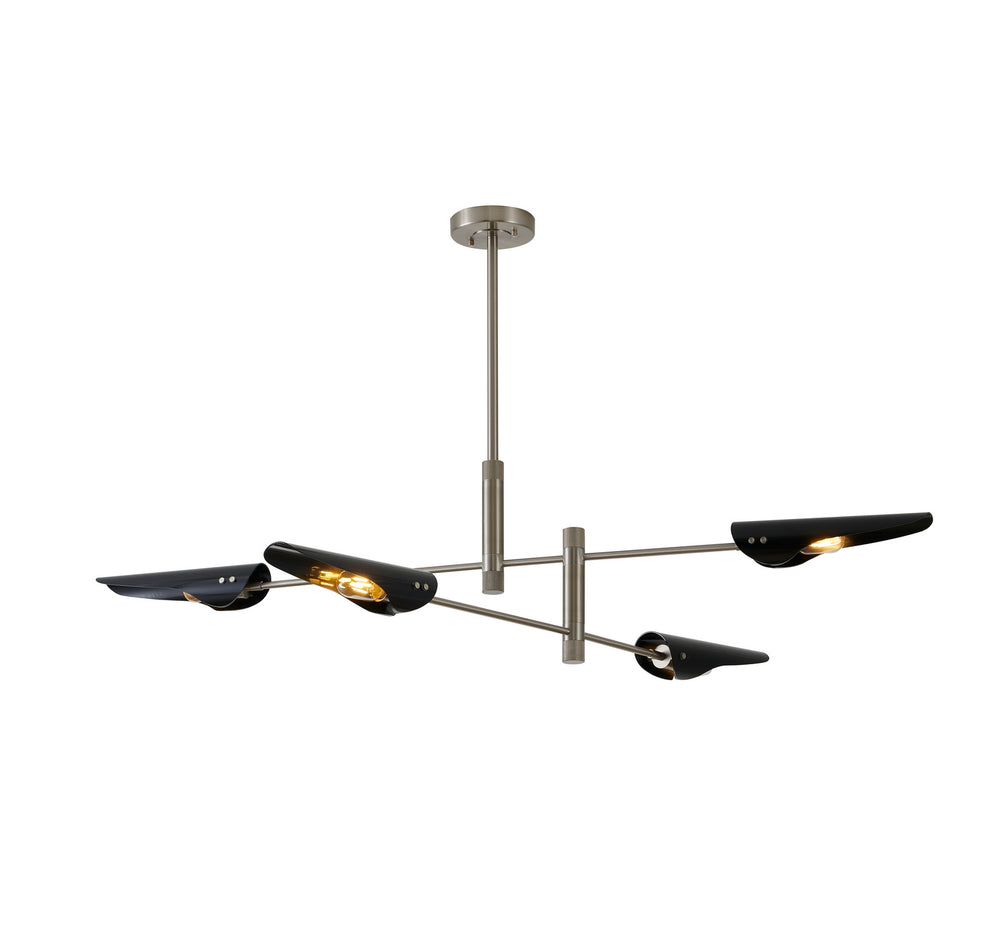 Bethel International Canada - Four Light Chandelier - Shiny Nickel & Black- Union Lighting Luminaires Decor