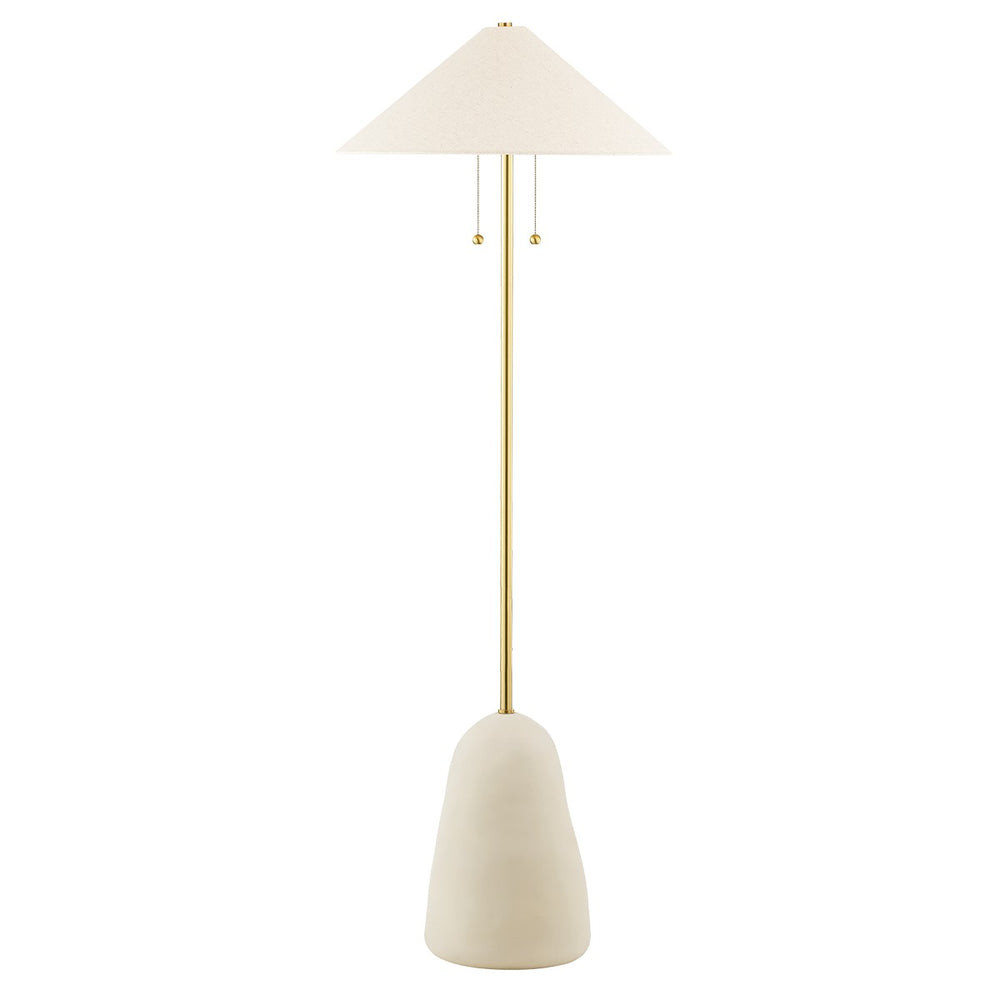 Mitzi Canada - Two Light Floor Lamp - Maia - Aged Brass/Ceramic Textured Beige- Union Lighting Luminaires Decor