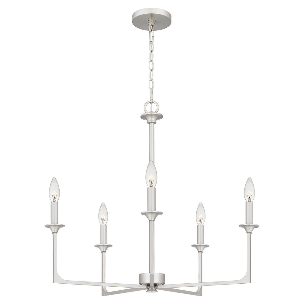 Quoizel - Five Light Chandelier - Prescott - Brushed Nickel- Union Lighting Luminaires Decor