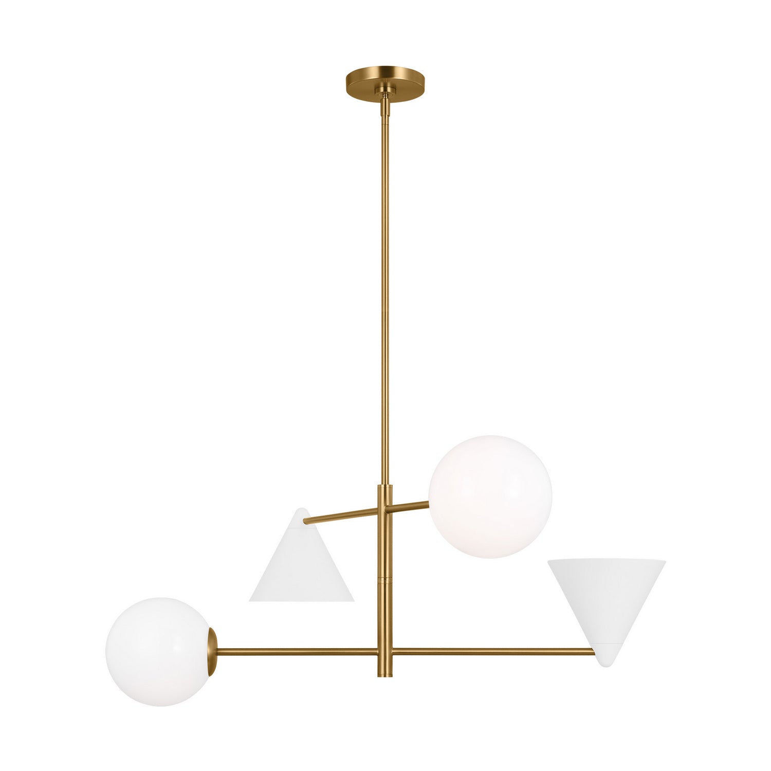 Visual Comfort Studio Canada - Four Light Chandelier - Cosmo - Matte White and Burnished Brass- Union Lighting Luminaires Decor
