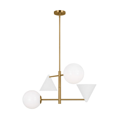 Visual Comfort Studio Canada - Four Light Chandelier - Cosmo - Matte White and Burnished Brass- Union Lighting Luminaires Decor